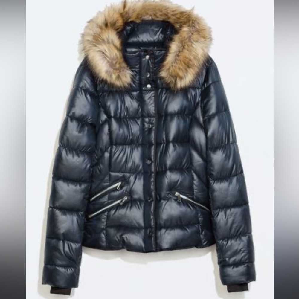 🎀🧥ZARA TRAFALUC PATENT PUFFER JACKET 🧥🎀